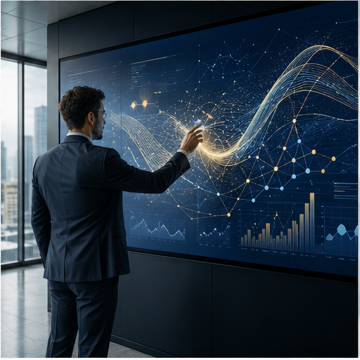 Profissional analisando dados com inteligência artificial